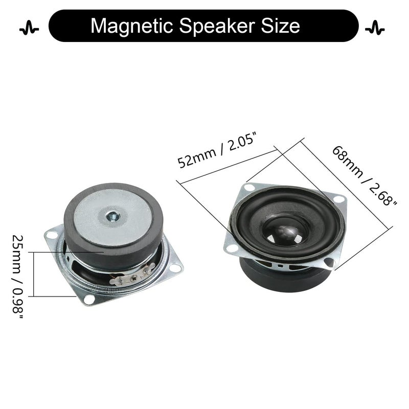 Fielect 2Pcs DIY Magnetic Speaker 3W 4 Ohm Full Range Audio Speaker Stereo Woofer Loudspeaker Replacement for Arduino, 52mm Diameter - Image 2